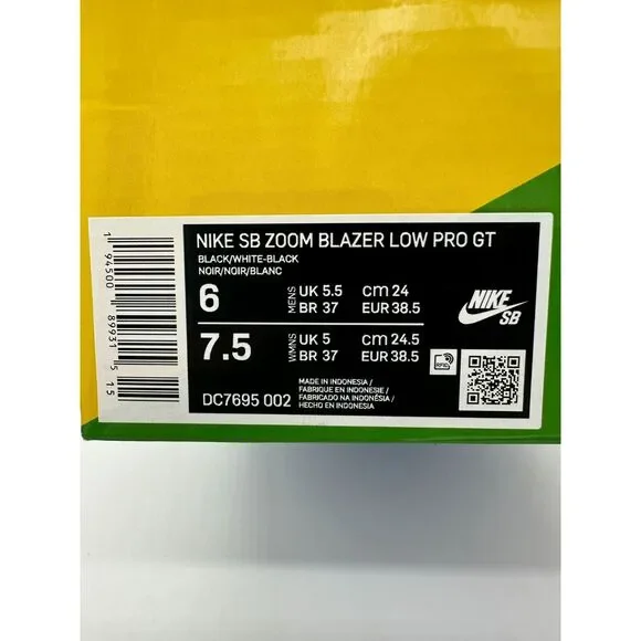 Nike SB Zoom Blazer Low Pro GT Men's Size 6 Women's Size 7.5 Black DC7695 002 - Picture 6 of 6